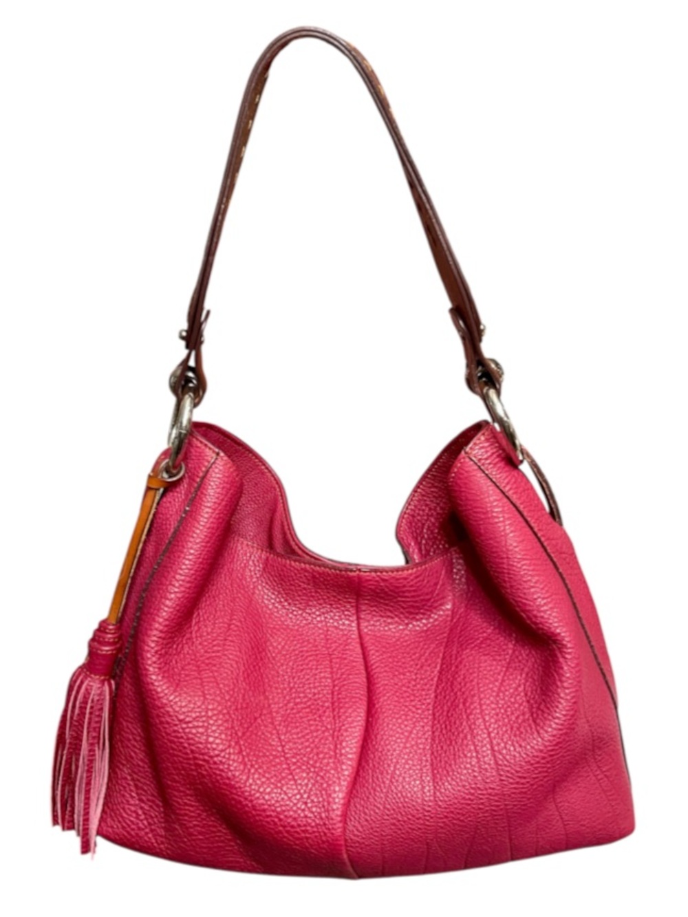 Ultra Rare! Made in Italy Dooney & Bourke Oversized Leather Hobo Tassel Accent